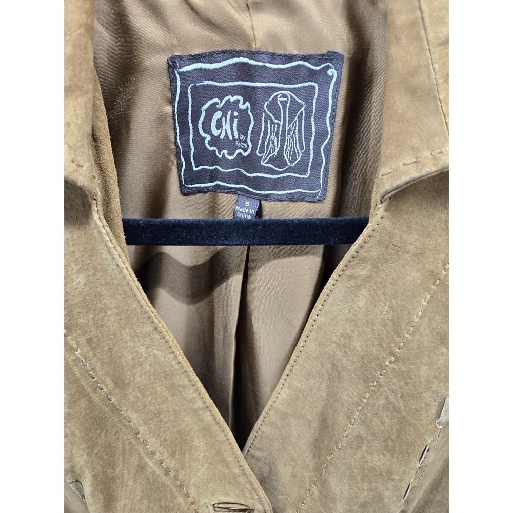 Vintage Chi by Falchi Sueded Leather Western Jacket Women S Brown Boho - Picture 4 of 11